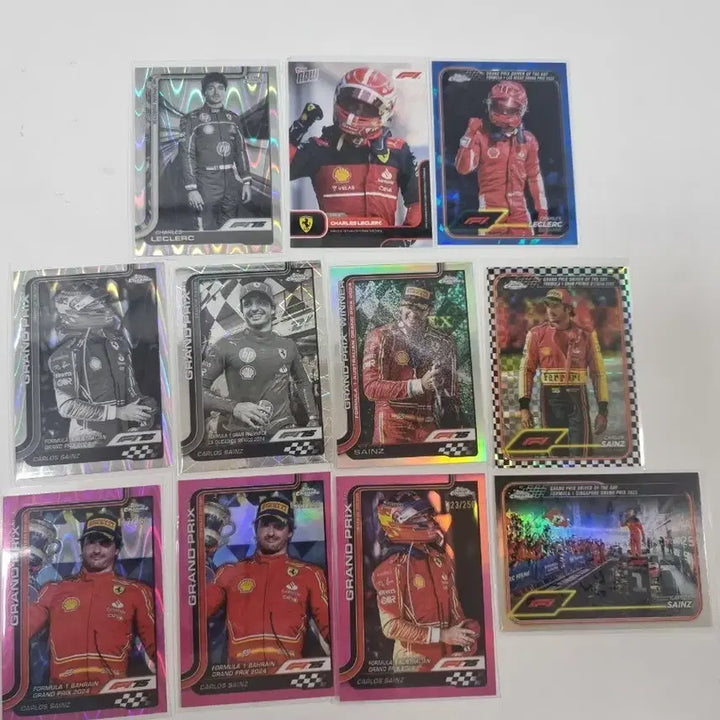 [BUNJANG] Topps Chrome Carlos Sainz &amp; Charles Leclerc F1 Trading Cards (11 Cards) / 탑스 크롬 topps now 페라리 사인츠, 르클레르 11장