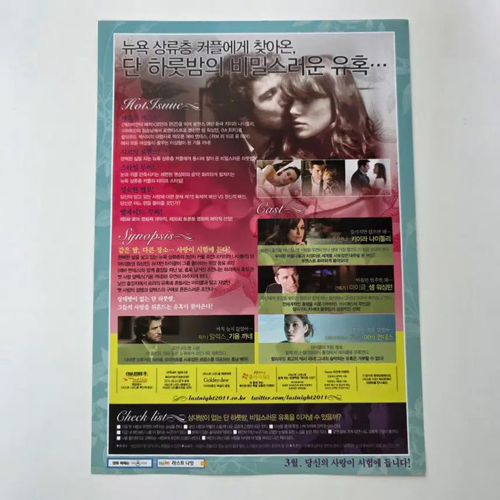 [BUNJANG] Keira Knightley Last Night 2011 Movie Poster / [전단지] 라스트 나잇 2011 키이라 나이클리
