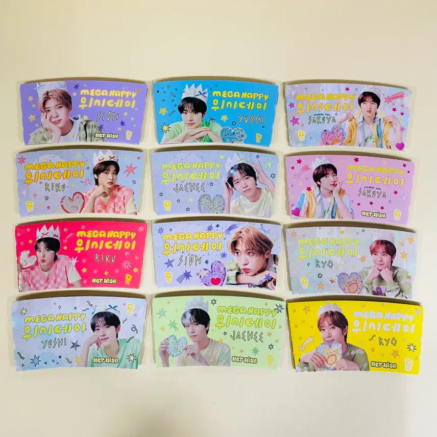 [BUNJANG] NCT WISH Mega Coffee Collaboration Cup Holder 12-Piece Set + Photocard / NCT WISH 엔시티위시 메가커피 콜라보 컵홀더 12종 세트 드래곤볼 (+서비스, 포토카드)
