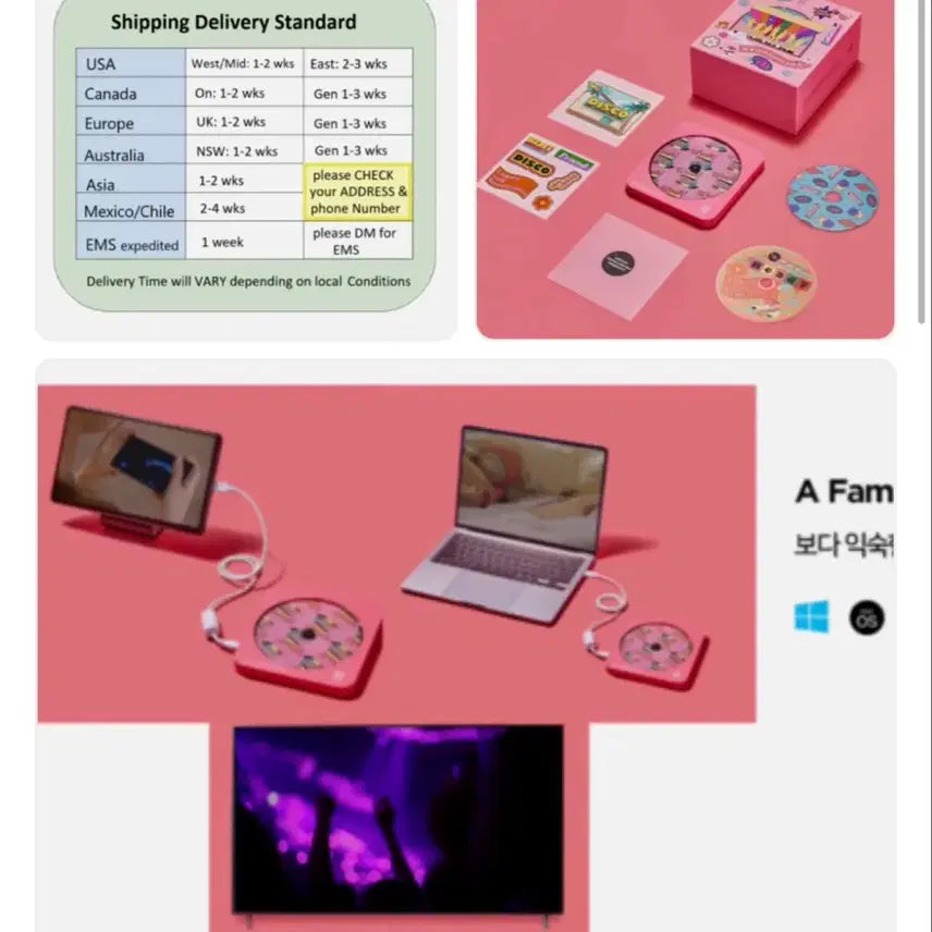 [BUNJANG] BTS Portable External CD-ROM Player (Dynamite Concept) Sealed / BTS 방탄소년단 CD DVD 휴대용 외장 CD롬 미개봉 새것