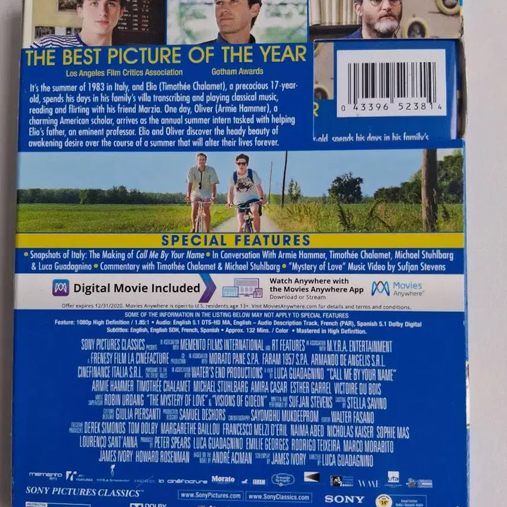 [BUNJANG] Call Me By Your Name Blu-ray + Digital / 콜 미 바이 유어 네임 블루레이+디지털 포함
