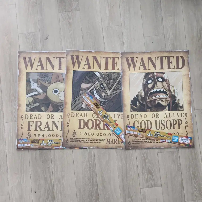 [BUNJANG] One Piece Usopp, Tony Tony Chopper, Franky Wanted Poster J Prize Set / 원피스 우솝 도리 프랑키 일괄 제일복권 J상 현상 수배지 포스터