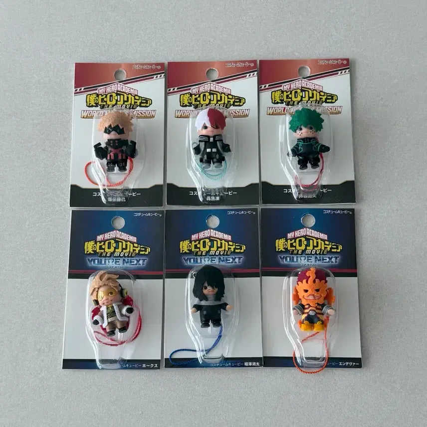 [BUNJANG] My Hero Academia The Movie Qposket Figure Keychain 6-Piece Bundle Set / (일괄) 히로아카 더무비 큐피 피규어 키링 6종 세트