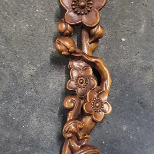 [BUNJANG] Yellow Boxwood Carved Plum Blossom Tea Scoop Antique / 황양목 목제 수조매화문 조각 찻시 차도구 중국 골동품 고미술품 수집품