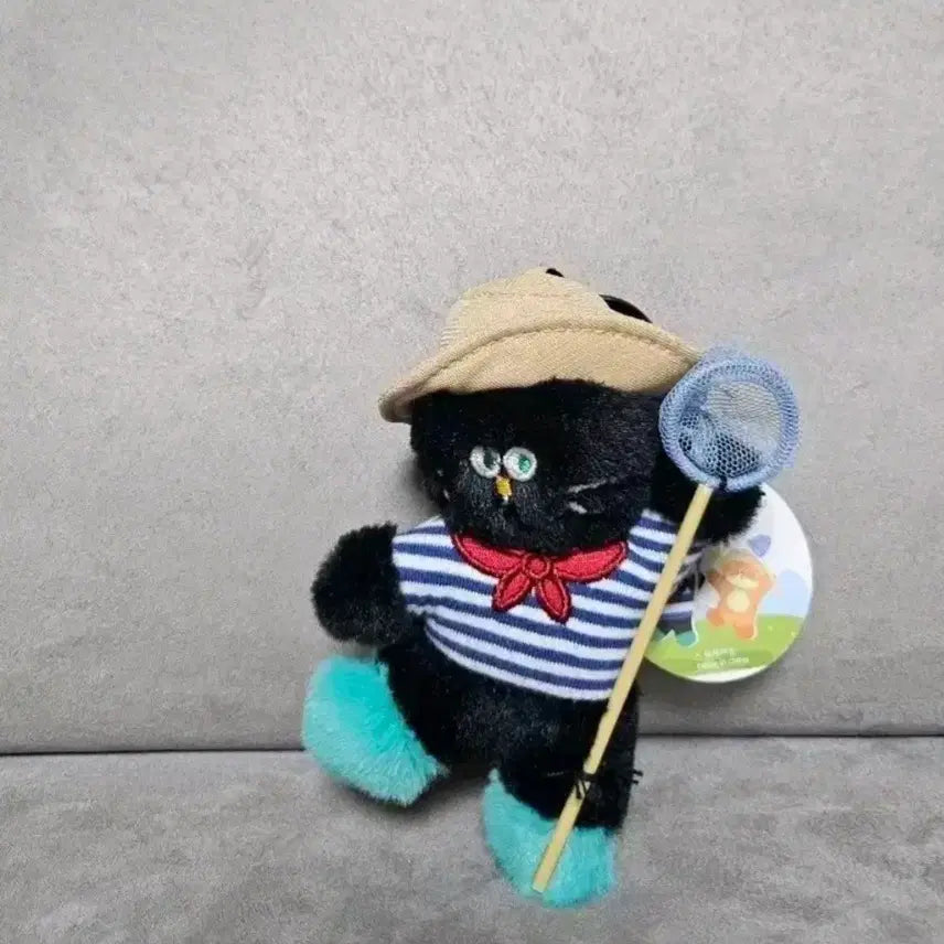 [BUNJANG] Black Cat Dragonfly Net Keyring Plush / 검정 고양이 잠자리채 키링 인형