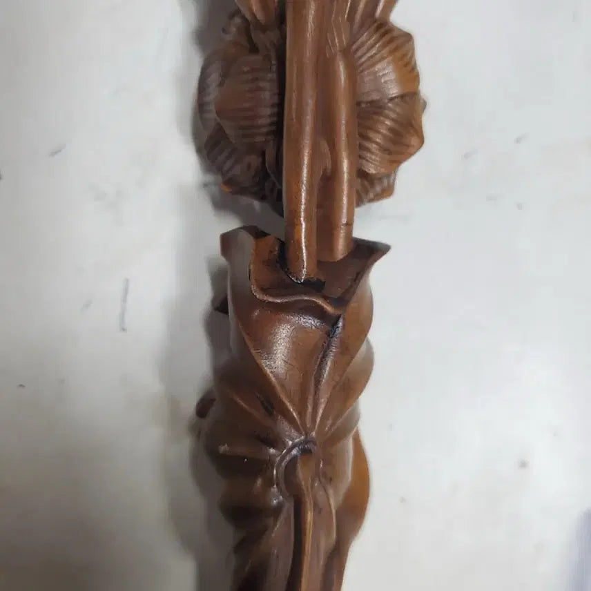 [BUNJANG] Boxwood Carved Lotus Design Tea Scoop - Chinese Antique Art Collectible / 황양목 목제 연화문 조각 찻시 차도구 중국 골동품 고미술품 수집품