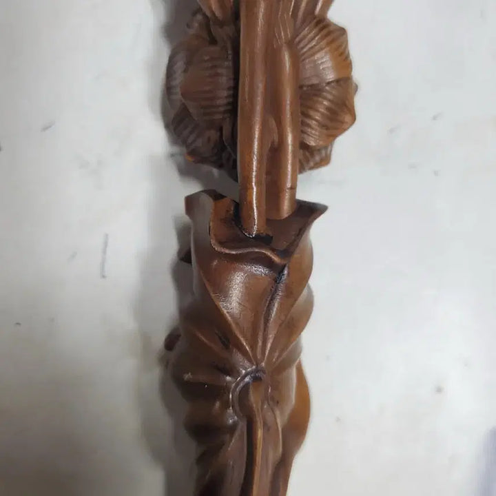 [BUNJANG] Boxwood Carved Lotus Design Tea Scoop - Chinese Antique Art Collectible / 황양목 목제 연화문 조각 찻시 차도구 중국 골동품 고미술품 수집품