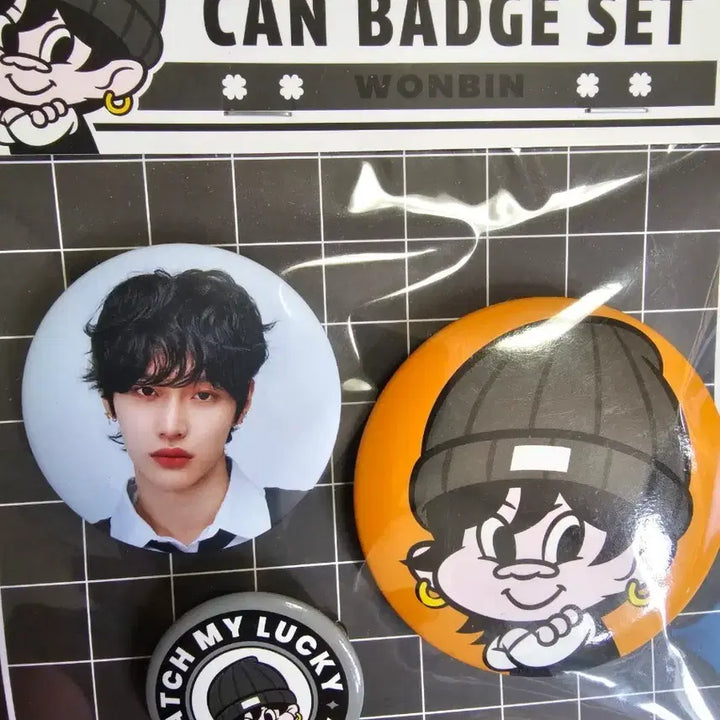 [BUNJANG] RIIZE Wonbin Line Friends Lucky Trolls Sealed Can Badge Set / 미개봉)라이즈 원빈 캔 배지 세트 라인프렌즈 럭키 트롤즈