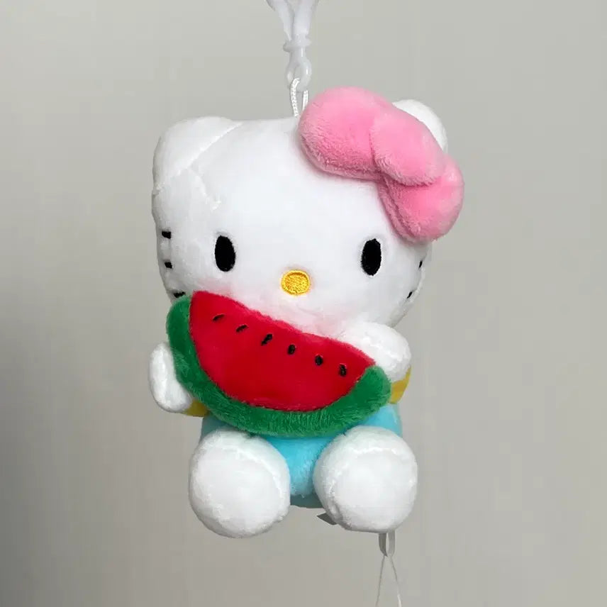 [BUNJANG] Sanrio Hello Kitty Fruit Watermelon Plush Charm / 헬로키티 봉제인형 가방걸이 과일 수박