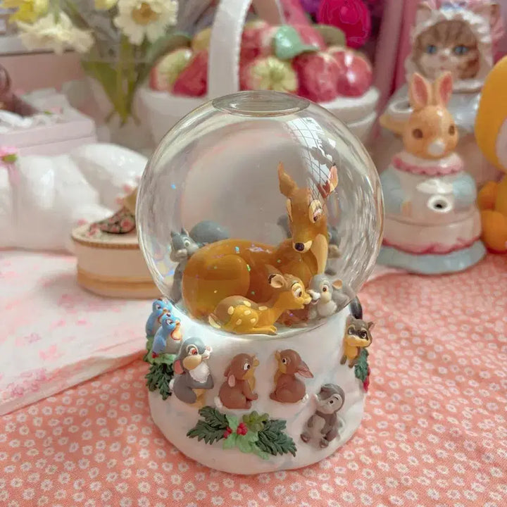 [BUNJANG] Disney Enesco Bambi Musical Snow Globe / 디즈니 에네스코사 밤비 스노우볼(오르골 작동됨)(영상 있음)