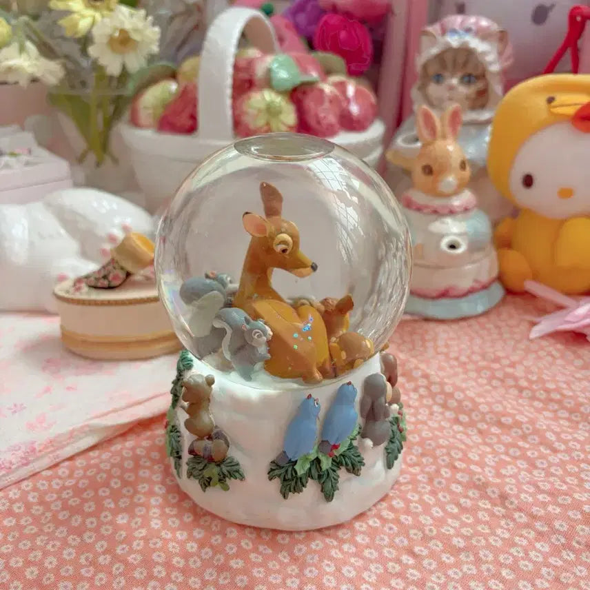 [BUNJANG] Disney Enesco Bambi Musical Snow Globe / 디즈니 에네스코사 밤비 스노우볼(오르골 작동됨)(영상 있음)
