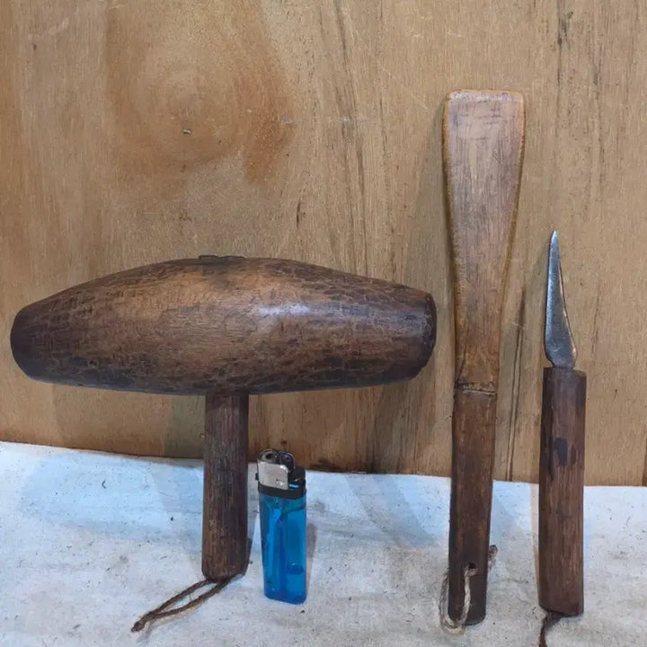 [BUNJANG] Joseon Dynasty Straw Shoe Making Tools (3 Items) / 조선시대 신골 망치와 쐐기등등 3점