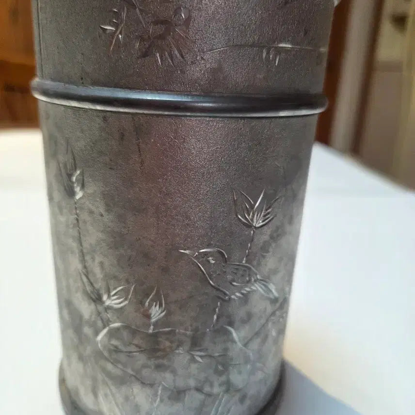 [BUNJANG] Antique Pewter Tea Caddy with Bird Motif / 주석차통(골동품)