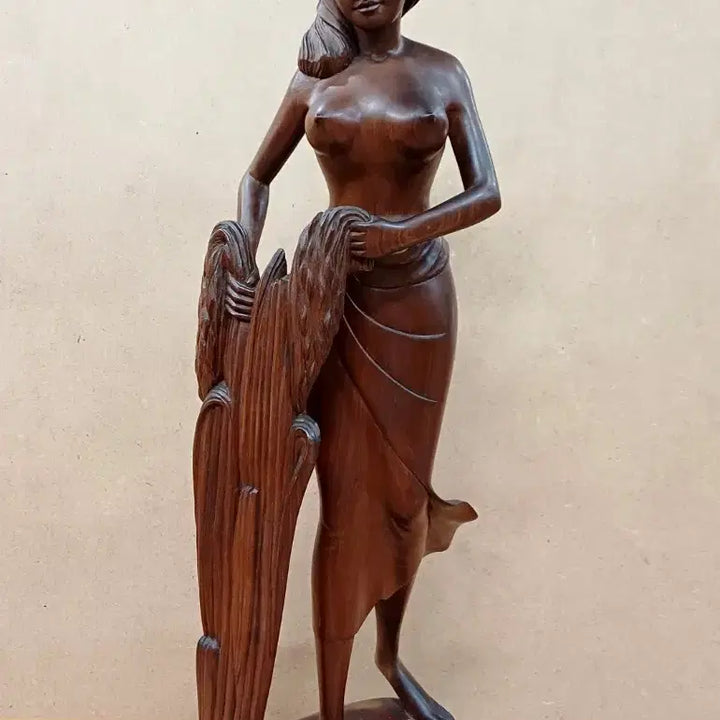 [BUNJANG] Wooden Sculpture of a Village Woman / 어촌마을 여인 목조각 작품