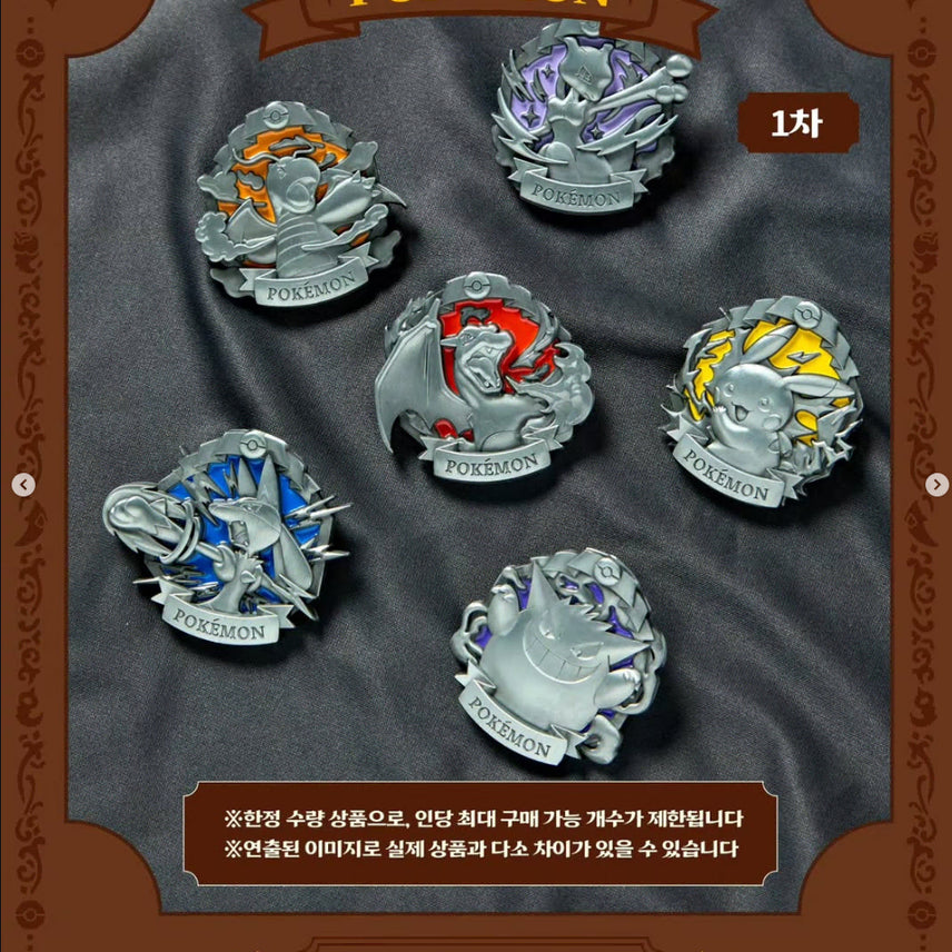 [BUNJANG] Pokemon "Eternal Antique Metal" Pin Badge Set (Pikachu, Gengar, Charizard) / 포켓몬스터 핀뱃지 피카츄,팬텀,리자몽 일괄판매