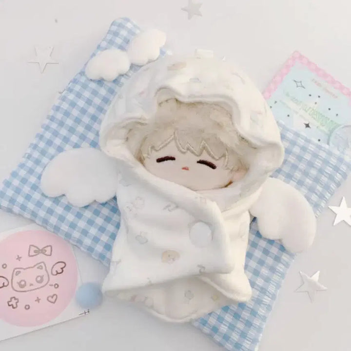 [BUNJANG] 10cm Doll Carrier Clothes White / 10cm 천사 포대기 인형 옷 화이트