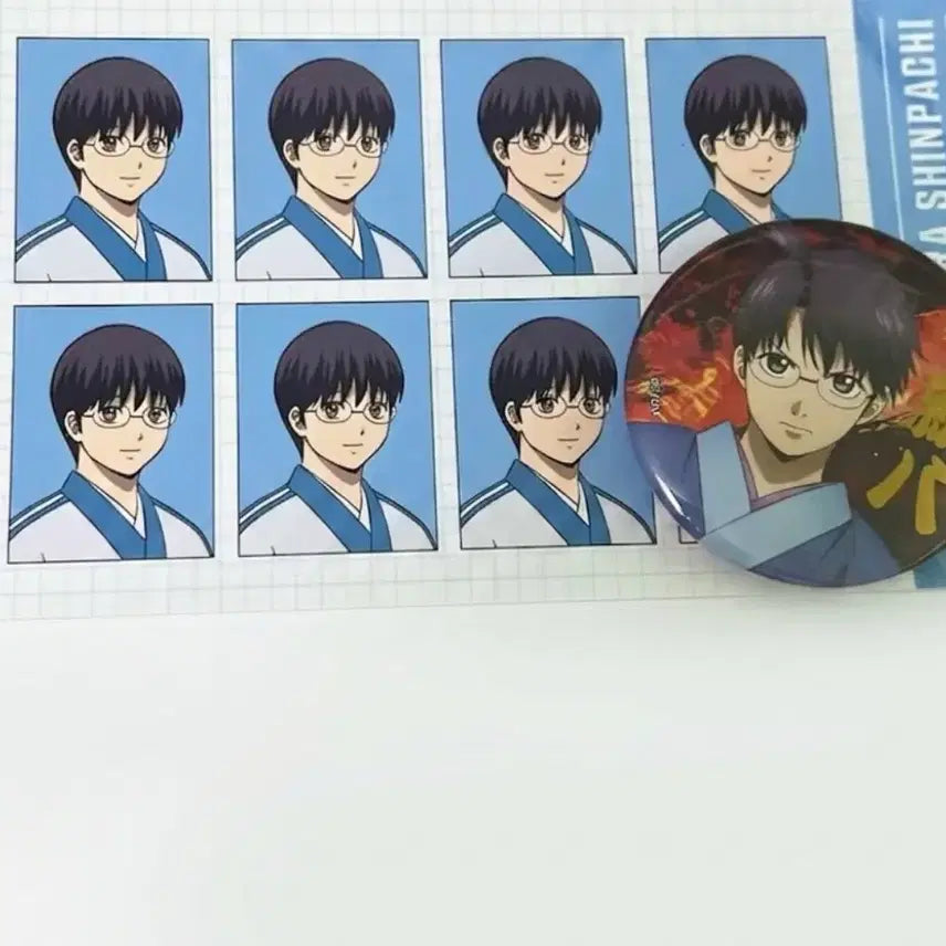 [BUNJANG] Gintama Shimura Shinpachi Bundle Set Special Edition Photo Set &amp; Can Badge / 일괄) 은혼 팝업 신파치 증사 증명사진 특전 5만원 캔뱃지