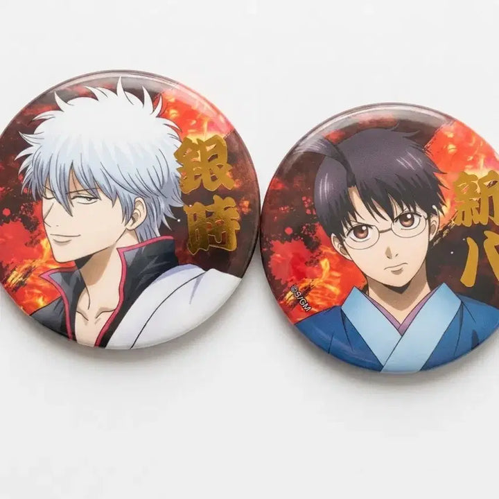 [BUNJANG] Gintama Yoshwara Popup Gintoki &amp; Shinpachi Set Badge / 은혼 요시와라 팝업 긴토키 금박 캔뱃지  뱃지 긴토키 신파치 일괄