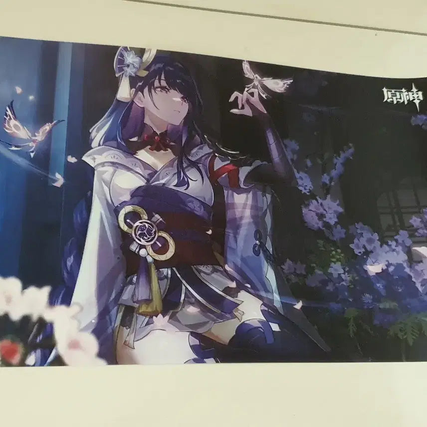 [BUNJANG] Genshin Impact Raiden Shogun New Year Set - Shikishi, Badge, Poster / 원신 라이덴 신년세트 색지 뱃지 포스터