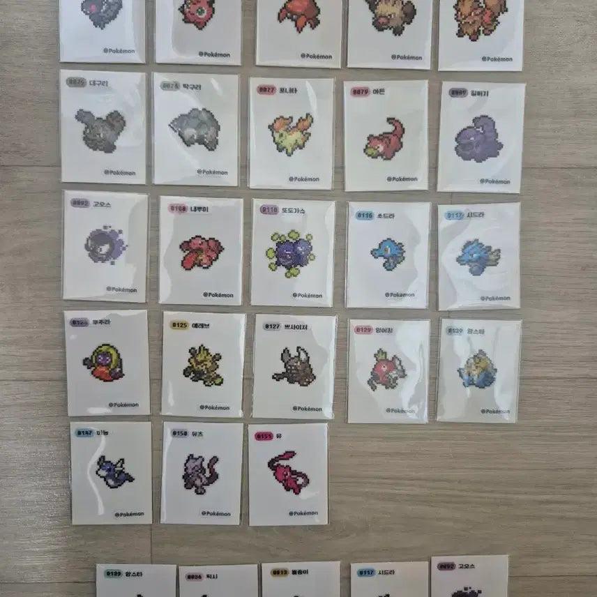 [BUNJANG] Pokemon Stickers Pixel Art Mewtwo Mew Bundle Set / 포켓몬 띠부씰 픽셀 뮤츠 뮤 포함 일괄판매.