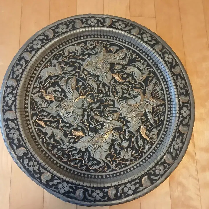 [BUNJANG] Antique Persian Hand-Engraved Brass Serving Tray / 엔틱 동쟁반
