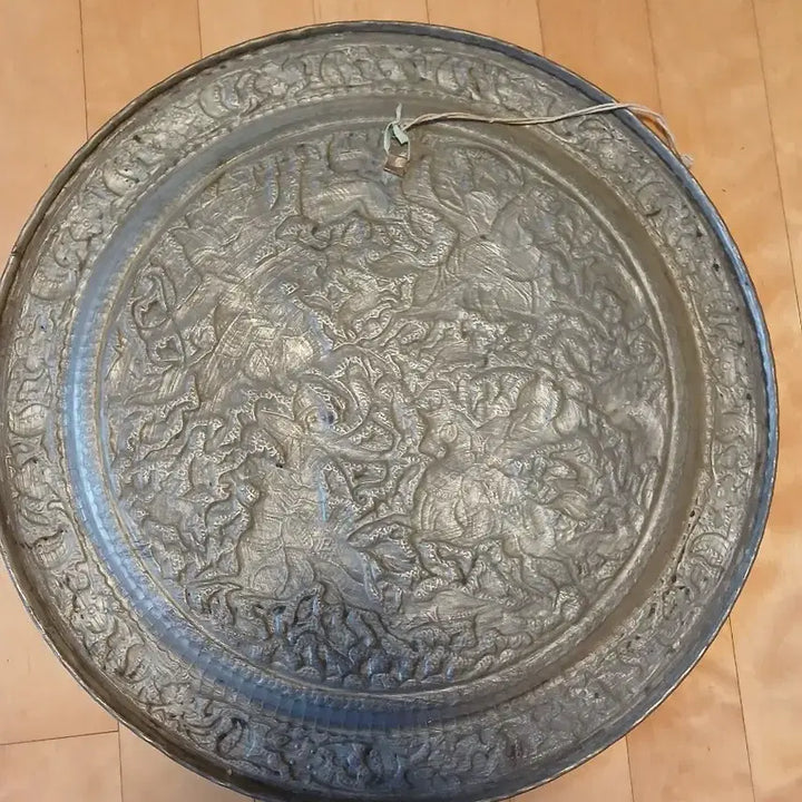 [BUNJANG] Antique Persian Hand-Engraved Brass Serving Tray / 엔틱 동쟁반