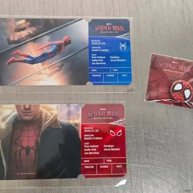 [BUNJANG] Spider-Man: Brand New Day Specialty Ticket Set (2 Types) + Pin Badge / 스파이더맨:브랜드 뉴 데이 씨네큐 스페셜티켓 No.305 2종 + 핀뱃지 팝니다
