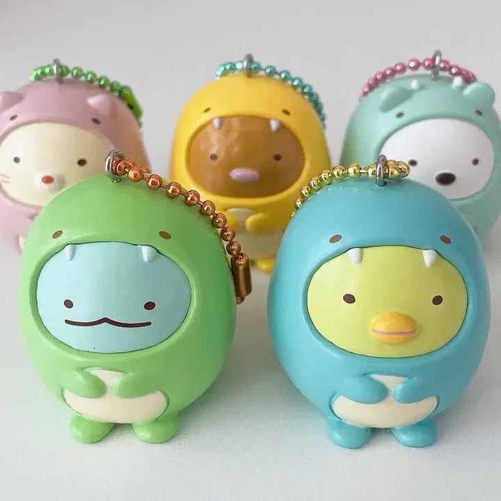 [BUNJANG] Sumikko Gurashi Dinosaur Figure Keychain Set (Genuine) / [세트] 정품 스밋코구라시 공룡 피규어 키링 토카게, 펭귄, 돈카츠, 네코 외