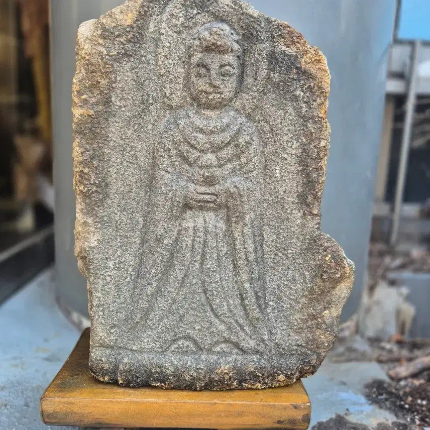 [BUNJANG] 12th Century Goryeo Dynasty Gwaneum Bosal Stone Buddha Statue / 20년 소장품  광배 석불입불상