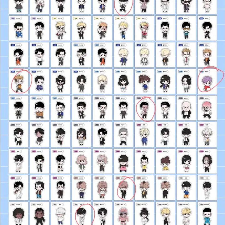 [BUNJANG] Lookism Character Sticker Set (Jang Hyun, Na Jae-gyeon) / 외지주 외모지상주의 띠부씰 교환 판매 장현 나재견