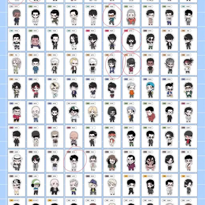[BUNJANG] Lookism Character Sticker Set (Jang Hyun, Na Jae-gyeon) / 외지주 외모지상주의 띠부씰 교환 판매 장현 나재견