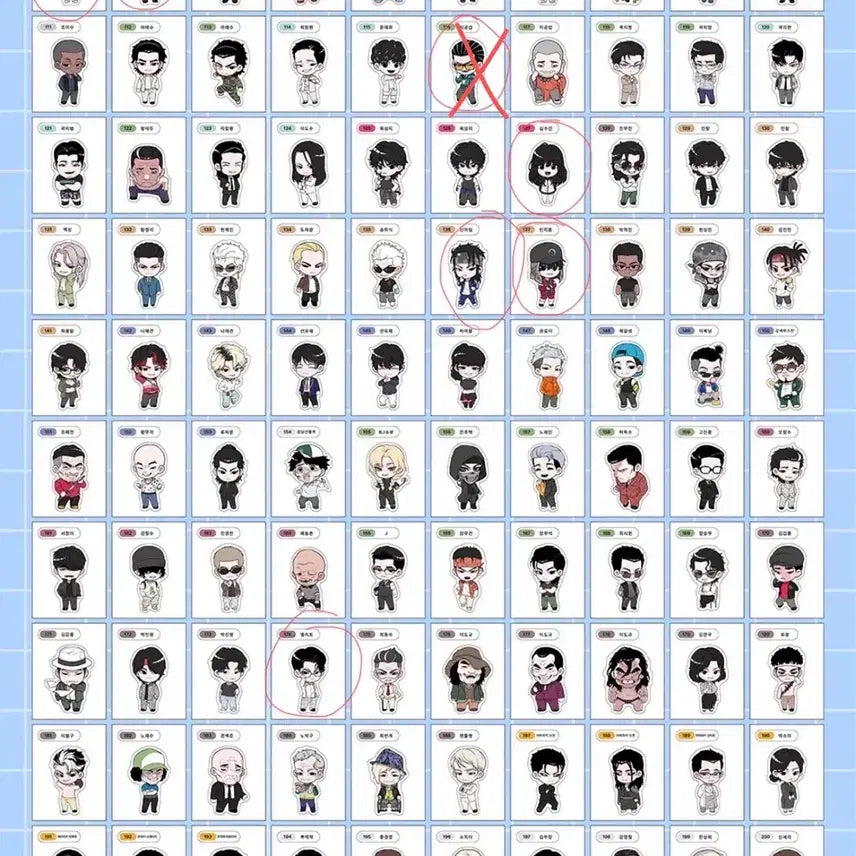 [BUNJANG] Lookism Character Sticker Set (Jang Hyun, Na Jae-gyeon) / 외지주 외모지상주의 띠부씰 교환 판매 장현 나재견
