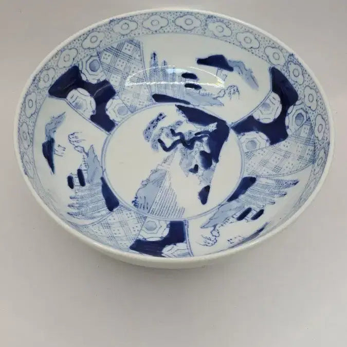 [BUNJANG] Antique Blue and White Porcelain Landscape Large Bowl / 골동품 청화백자 산수문 발