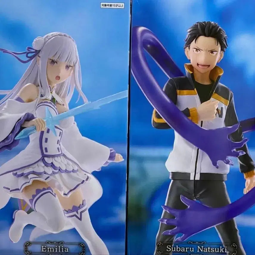 [BUNJANG] Re:Zero Emilia Subaru Figure Set (GiGO Limited Edition) / 리제로 에밀리아 스바루 피규어 세트 (GiGO한정)