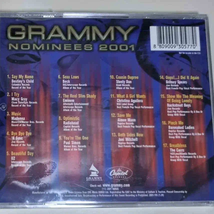 [BUNJANG] 2001 Grammy Nominees Sealed CD / 2001 그래미 노미니스 (미개봉 CD)
