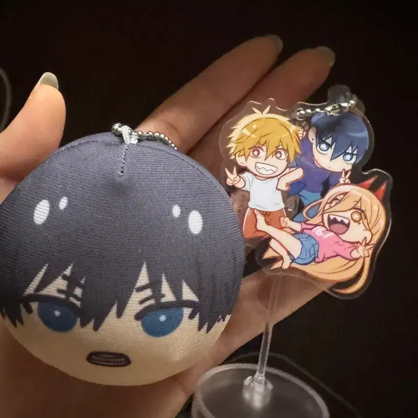 [BUNJANG] Chainsaw Man Aki Manju Plush &amp; Acrylic Keychain Set / 체인소맨 아키 만쥬, 체인소맨 아크릴 키링
