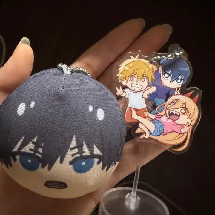[BUNJANG] Chainsaw Man Aki Manju Plush &amp; Acrylic Keychain Set / 체인소맨 아키 만쥬, 체인소맨 아크릴 키링