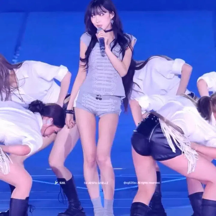 [BUNJANG] Giselle Stage Outfit Grey T-Shirt Pants Set / 지젤 착용 무대 의상 프레잉 폴로 그레이 티셔츠 팬츠 세트