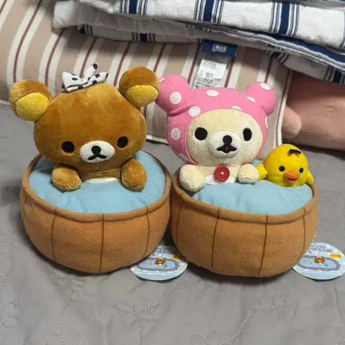 [BUNJANG] Rilakkuma &amp; Korilakkuma Classic Onsen Plush Set / 고전 온천 코리락쿠마 리락쿠마 봉제인형 2종 세트