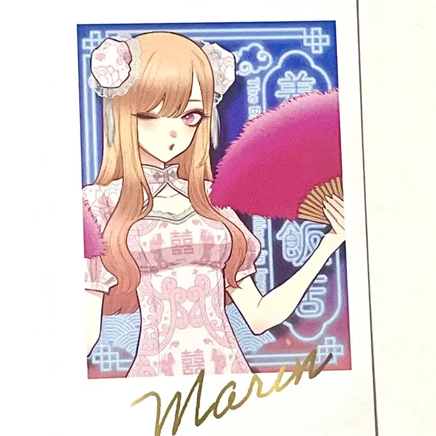 [BUNJANG] My Dress-Up Darling Marin Kitagawa Cheongsam Ver. Polaroid Gold Foil Autograph Card (Rare) / 그 비스크돌은 사랑을 한다 키타가와 마린 치파오ver.폴라로이드 금박사인카드(희귀매물)