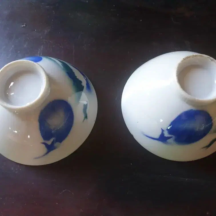 [BUNJANG] Rare Vintage 1950s-1970s Japanese Showa Period Fuji Design Ceramic Cups Set (2P) / [희귀 빈티지] 1950~70년대 일본 쇼와 시대 후지산 도자기 찻잔 세트 (2P)