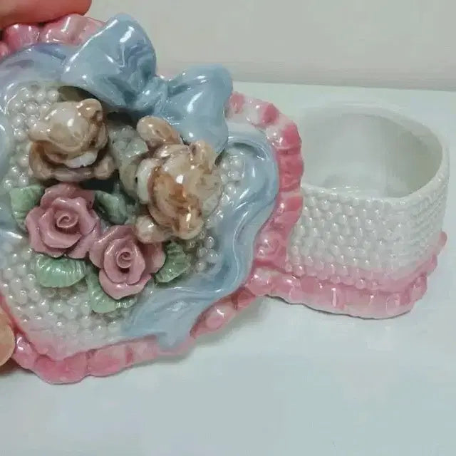 [BUNJANG] Imported Teddy Bear Heart Box Shabby Chic / 테디베어 하트 함 수입 쉐비