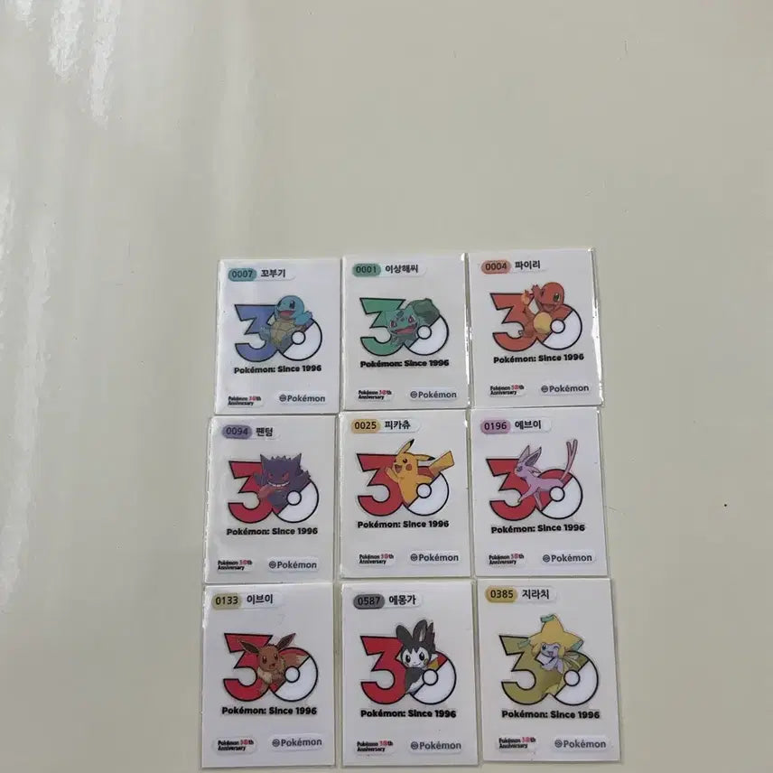[BUNJANG] Pokemon 30th Anniversary Sticker Set (8 Types) / 포켓몬 30 띠부씰 8종