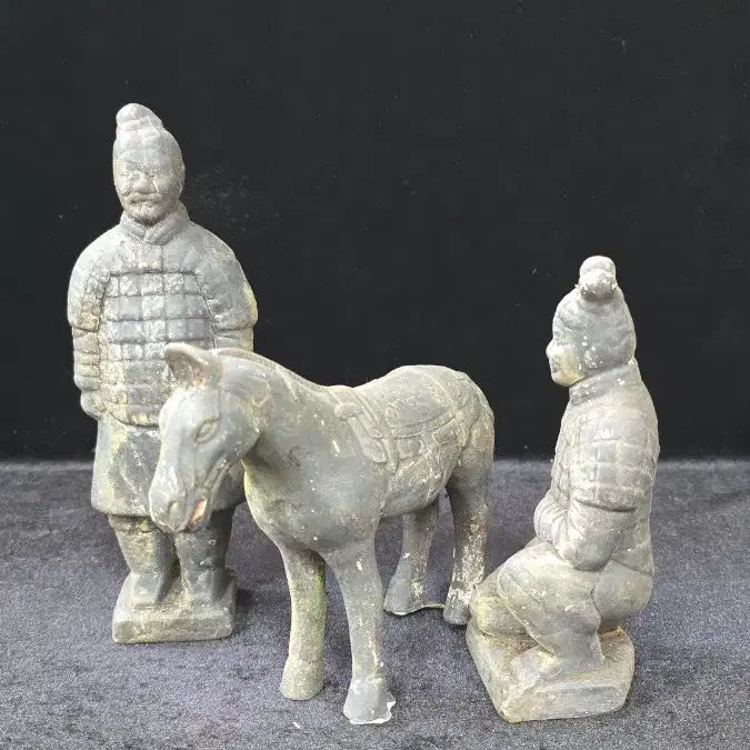 [BUNJANG] Terracotta Warrior Figures 3-Piece Set / 골동품 진시황릉 병마용갱 토우 3점