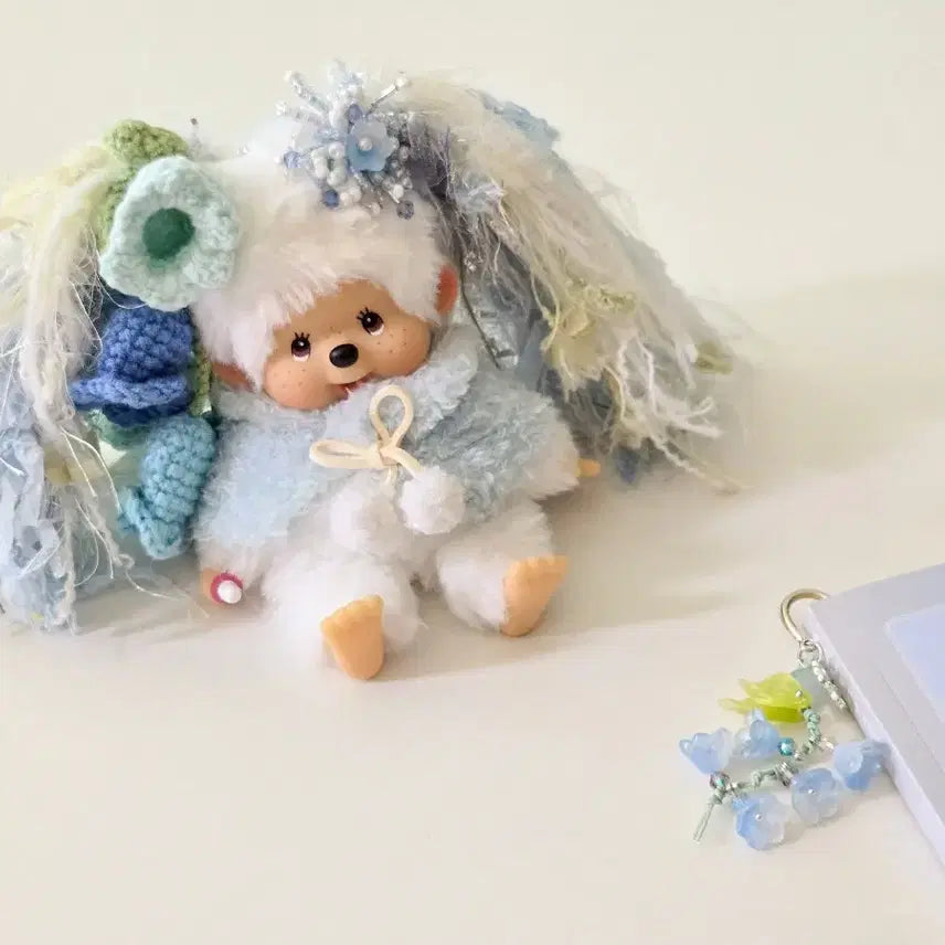 [BUNJANG] Custom Monchhichi Twin-Tailed Lily Monchhichi / 커스텀 몬치치 양갈래 은방울꽃 몬치치