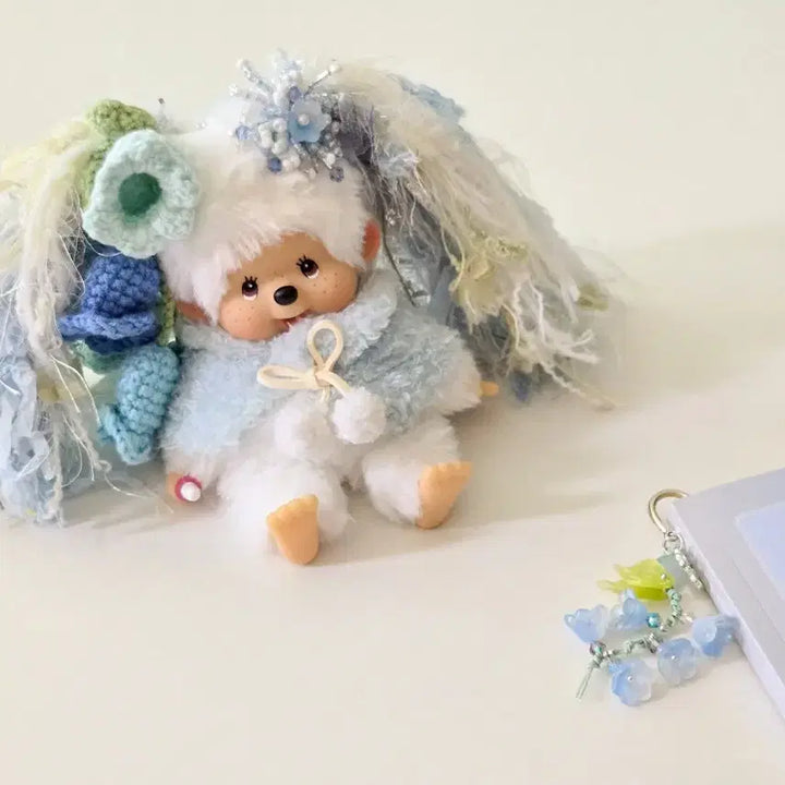 [BUNJANG] Custom Monchhichi Twin-Tailed Lily Monchhichi / 커스텀 몬치치 양갈래 은방울꽃 몬치치