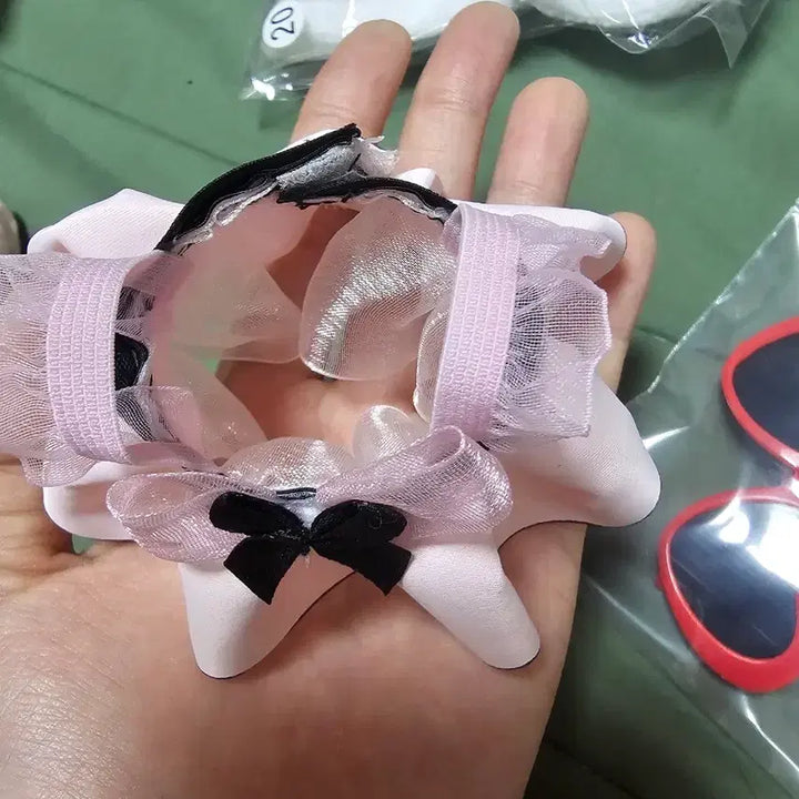[BUNJANG] 10cm Doll Clothes Pink Ribbon Puff Dress / 10cm 인형옷 핑크 리본 퍼프 원피스