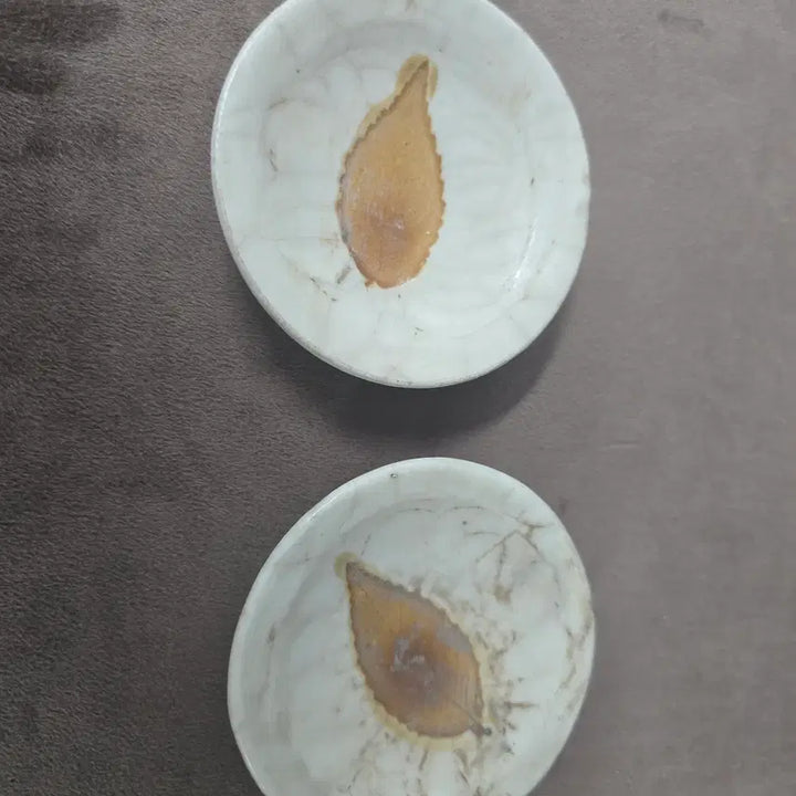 [BUNJANG] Leaf Pattern &amp; Ice Crackle Glaze Mini Plate Set (Set of 2) / &