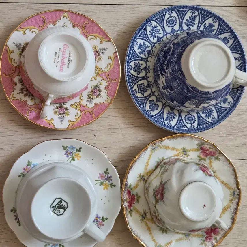 [BUNJANG] Vintage Cup and Saucer Set - Set of 4 / 빈티지 컵소서, 다육이 화분