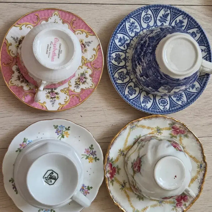 [BUNJANG] Vintage Cup and Saucer Set - Set of 4 / 빈티지 컵소서, 다육이 화분
